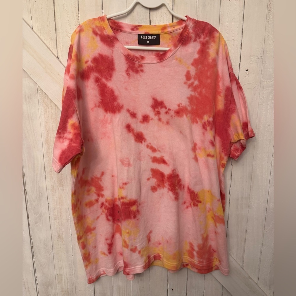 Full Send Tie-Dye - Lg fits like XL (red, pink, orange & yellow) New - not Worn - Picture 2 of 4